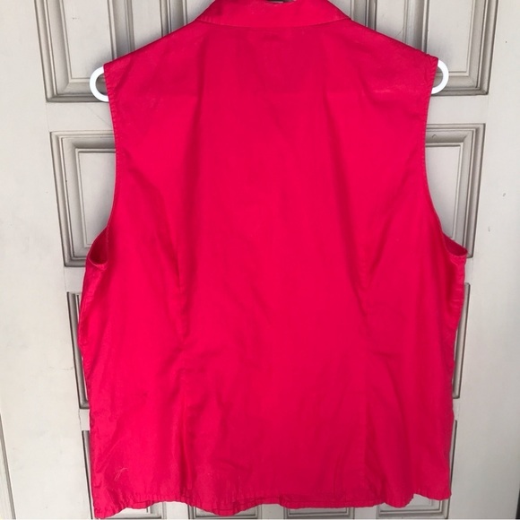 Talbots Sleeveless Buttondown SzXL Red Ruffle Front - Picture 2 of 7